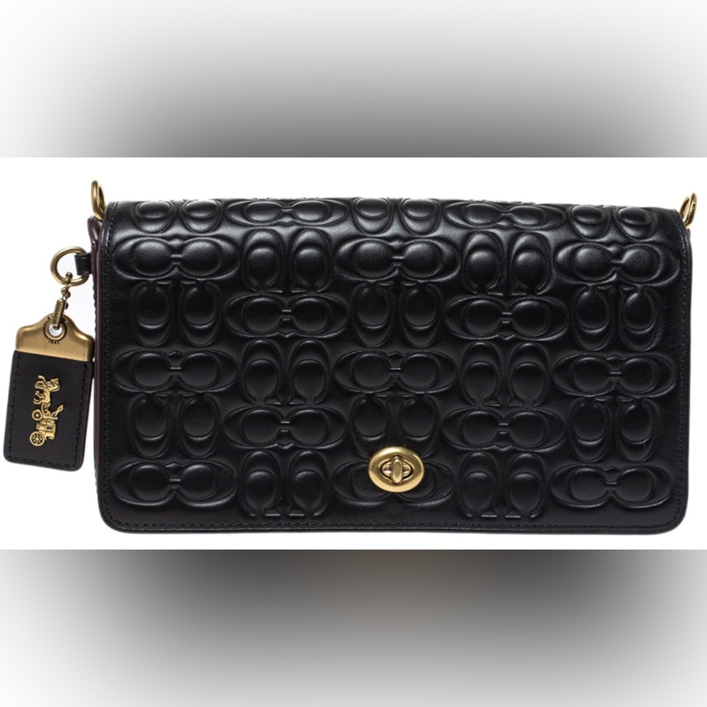 COACH DINKY IN SIGNATURE LEATHER - BLACK